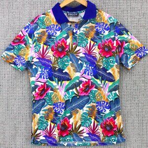 PJ Paul Jones Polo Shirt Mens Small S Multicolor Floral Pattern Short Sleeve NWT